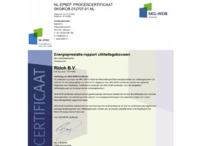 Certificaat Ridoh energielabel utiliteitsbouw